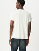 Men’s white T-shirt with skull image and flocked slogan-3