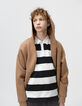 Boys’ black long-sleeved polo shirt with ecru stripes-3
