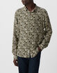 Men&rsquo;s khaki SLIM shirt with floral skull print-2