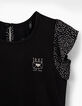 Camiseta negra bi-tejido con estampado estrellas niña-3