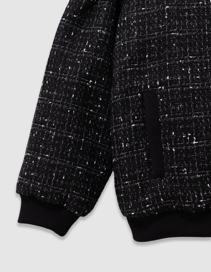 Blouson noir esprit tweed fille-7