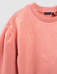 Sweat rose décor broderies et oeillets fille-7