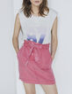 Roze rok in bleached tencel afneembare ceintuur dames-2