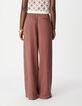 Pantalon large bordeaux gaze de coton Femme-4