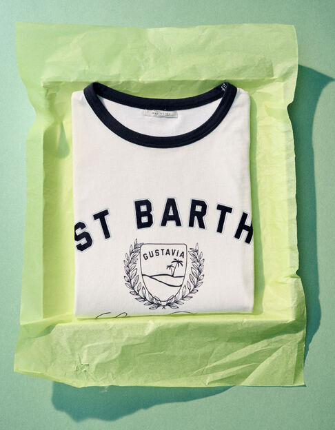 Tee-shirt col rond blanc coton bio message Femme - IKKS