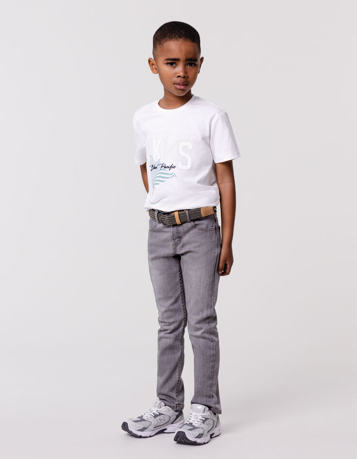 Boys’ grey SLIM jeans with woven belt-2