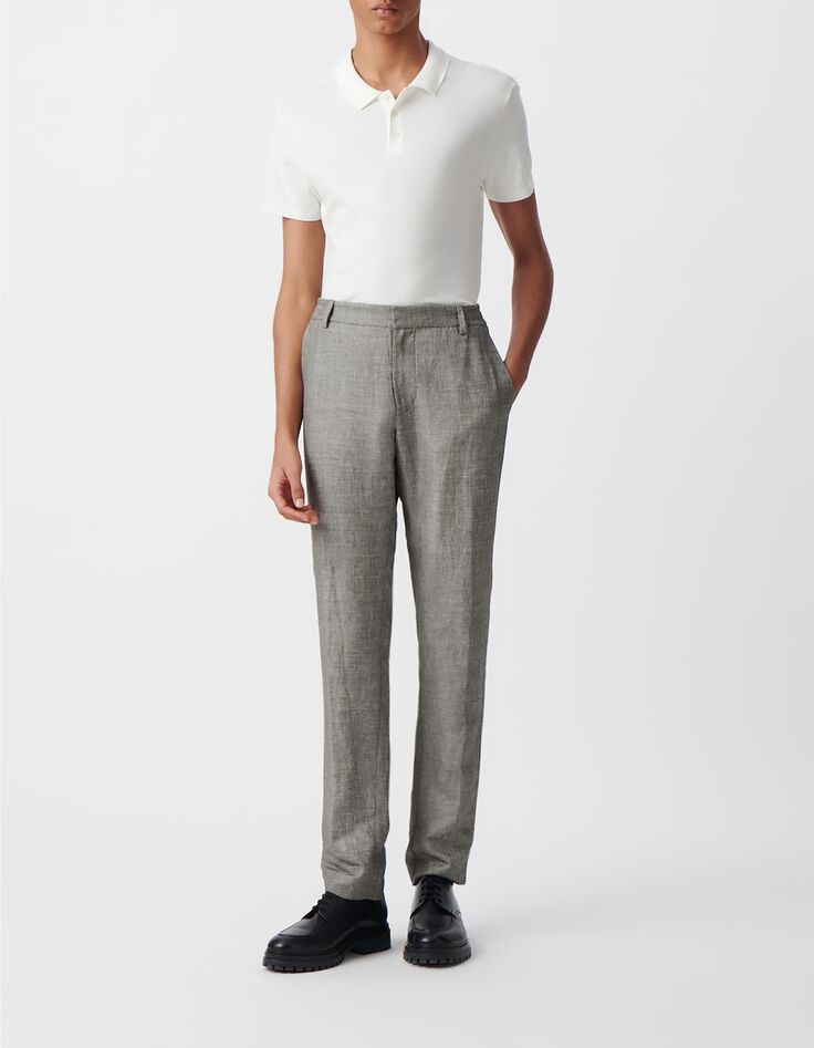 Men&rsquo;s black semi-plain chinos-1