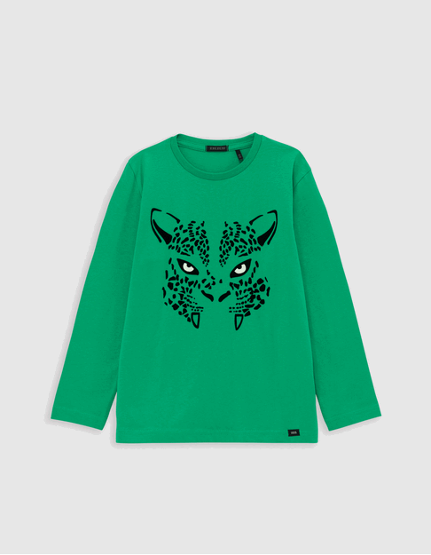 Jungen-T-Shirt aus Phosphor-Biowolle mit Leoaugen, Jungen - IKKS