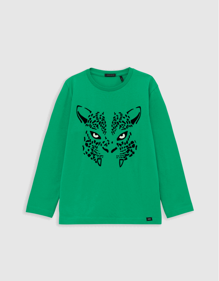 Jungen-T-Shirt aus Phosphor-Biowolle mit Leoaugen, Jungen-1 Jungen-T-Shirt aus Phosphor-Biowolle mit Leoaugen, Jungen-1