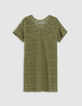 Mujer verde de algodón orgánico de encaje de ganchillo vestido corto-6