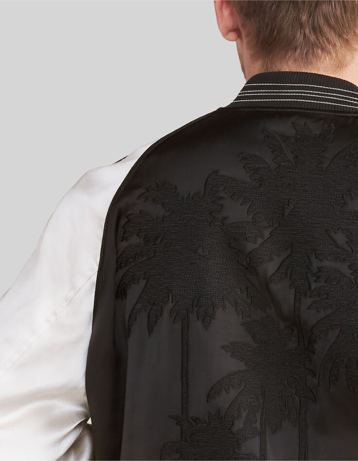 Cazadora teddy negro bicolor y bordados hombre-5