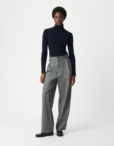 Jersey de cuello alto de canalé negro para mujer - IKKS