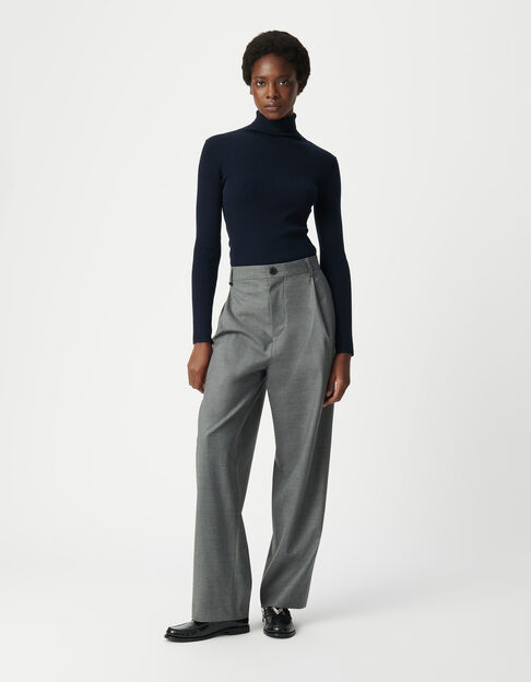 Women's black ribbed turtleneck sweater - IKKS