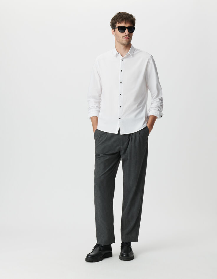 Camisa regular blanca punto Easy Care hombre-2