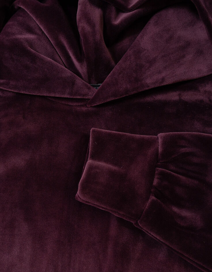 Girls’ burgundy velvet knit hoodie-7