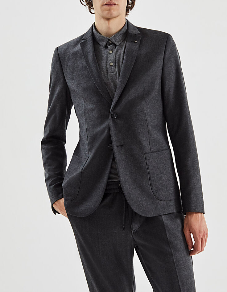 Veste gris anthracite maille IKKS BETTER Homme-2 Veste gris anthracite maille IKKS BETTER Homme-2