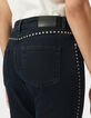 Jean droit marine cropped décor clous Femme-5