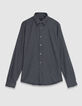 Men's grey slim cotton flannel shirt-1
