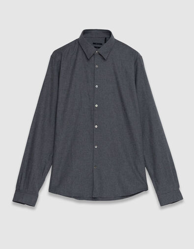Men's grey slim cotton flannel shirt - IKKS