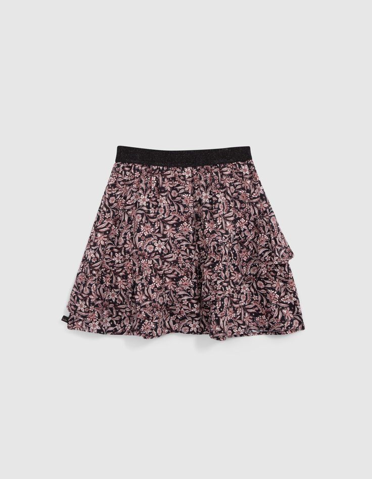 Zwart barok rokje met bloemenprint voor meisjes-3