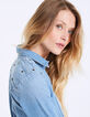 Camisa denim azul remaches estrellas joya mujer-5
