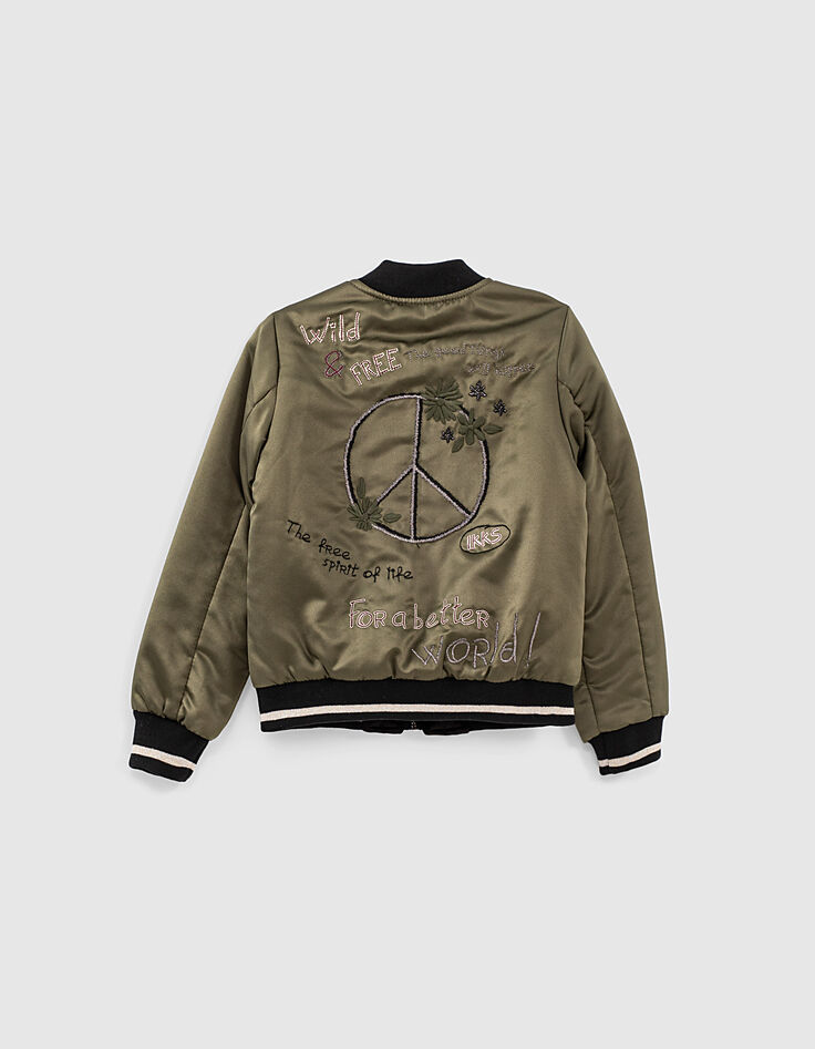 Bomber reversible caqui bordado espalda y negro niña-5