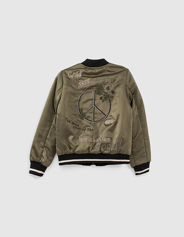 Girls’ embroidered khaki/black reversible bomber jacket - IKKS