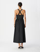 Robe chic &agrave; bretelles noire en taffetas Femme-4