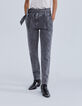 Grijze bootcut jeans hoge taille met riem Dames-2