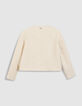 Witte bolero jas in tweed 7/8 mouwen dames-2