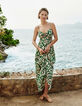 Robe longue verte imprimé maxi tropical Femme-1