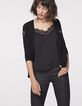 Cardigan noir apport viscose badges bijoux femme-2
