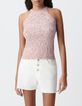 Roze spencer gem&ecirc;leerd fantasietricot-3