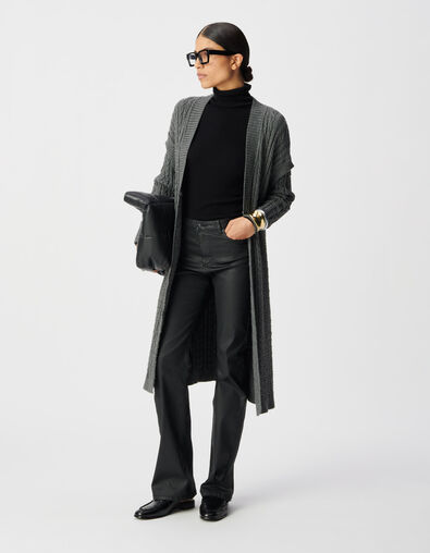 Lang grijs vest details kabelbreiwerk Dames - IKKS