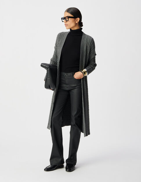 Cárdigan largo gris punto ochos mujer - IKKS