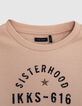 Girls’ pink sweatshirt-dress+slogan&embroidered star-3