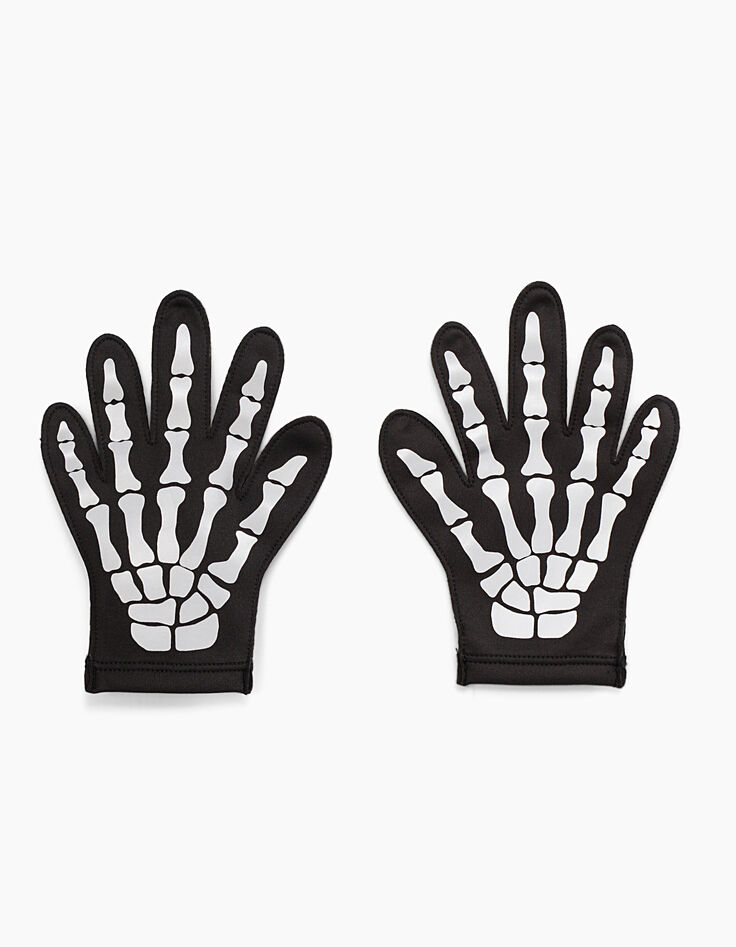 Schwarzes M&auml;dchenkleid mit abnehmbaren Handschuhen Halloween-8