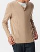 Men&rsquo;s beige organic cotton fine knit button-neck sweater-2