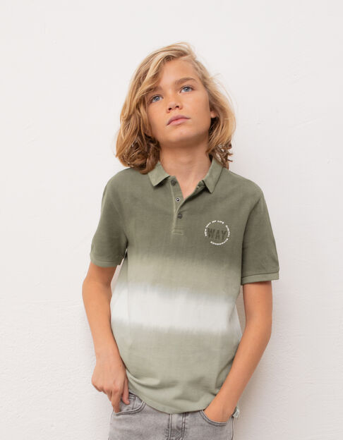 Boys’ khaki placed deep-dye look polo shirt