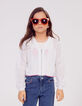 Cardigan écru tricot ajouré zippé fille-1