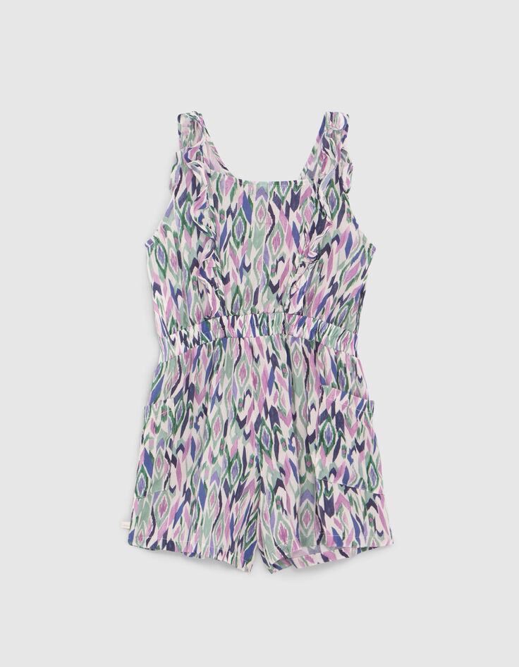 Combi-short blanc cassé imprimé ikat losanges fille-3