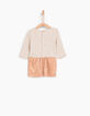 Robe bi-matière beige avec jupe bébé fille-3