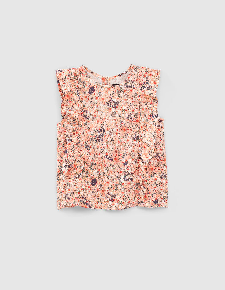 Aprikosenfarbene Ecovero&reg;-M&auml;dchenbluse mit Blumenprint-1