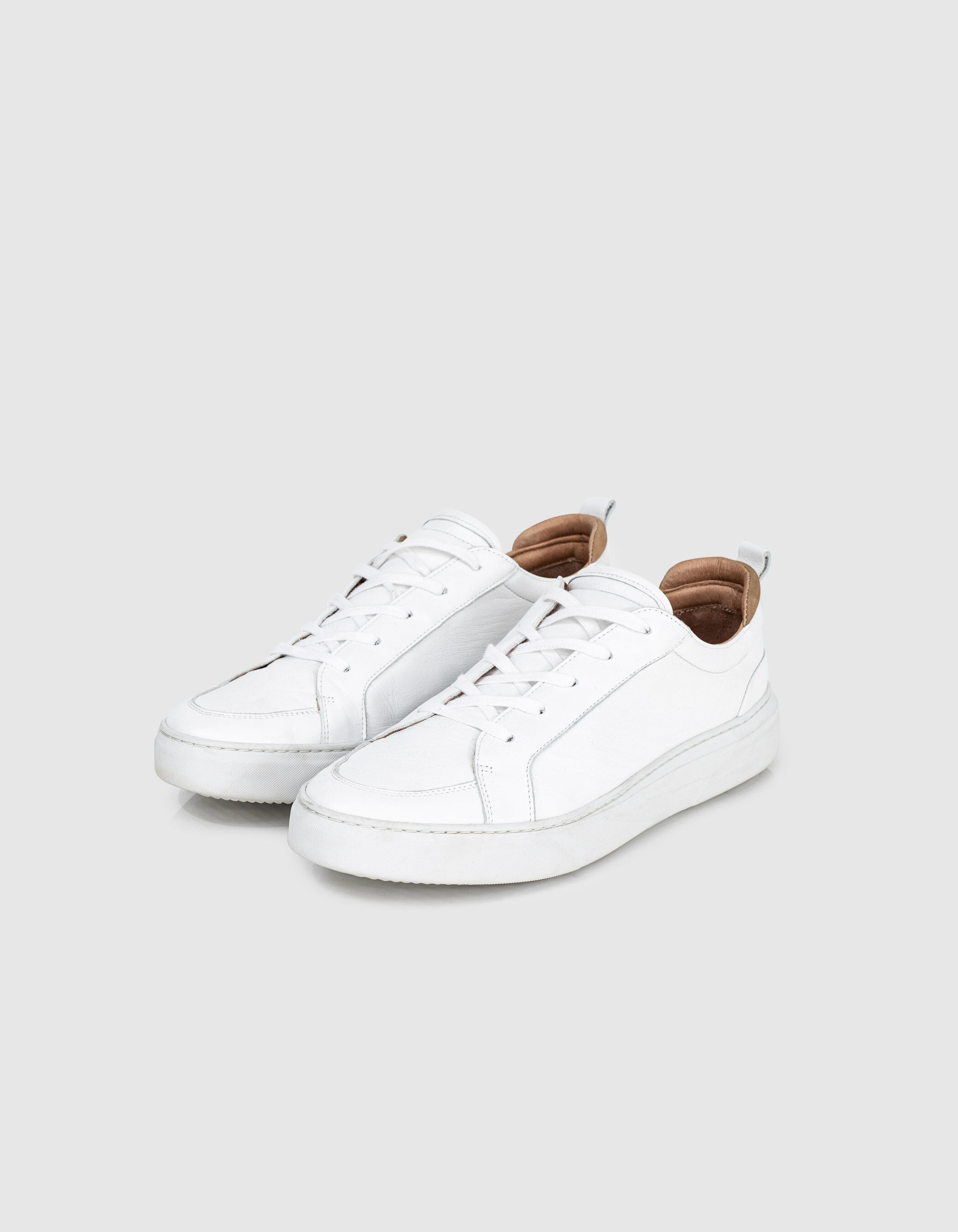 Witte leren sneakers Heren