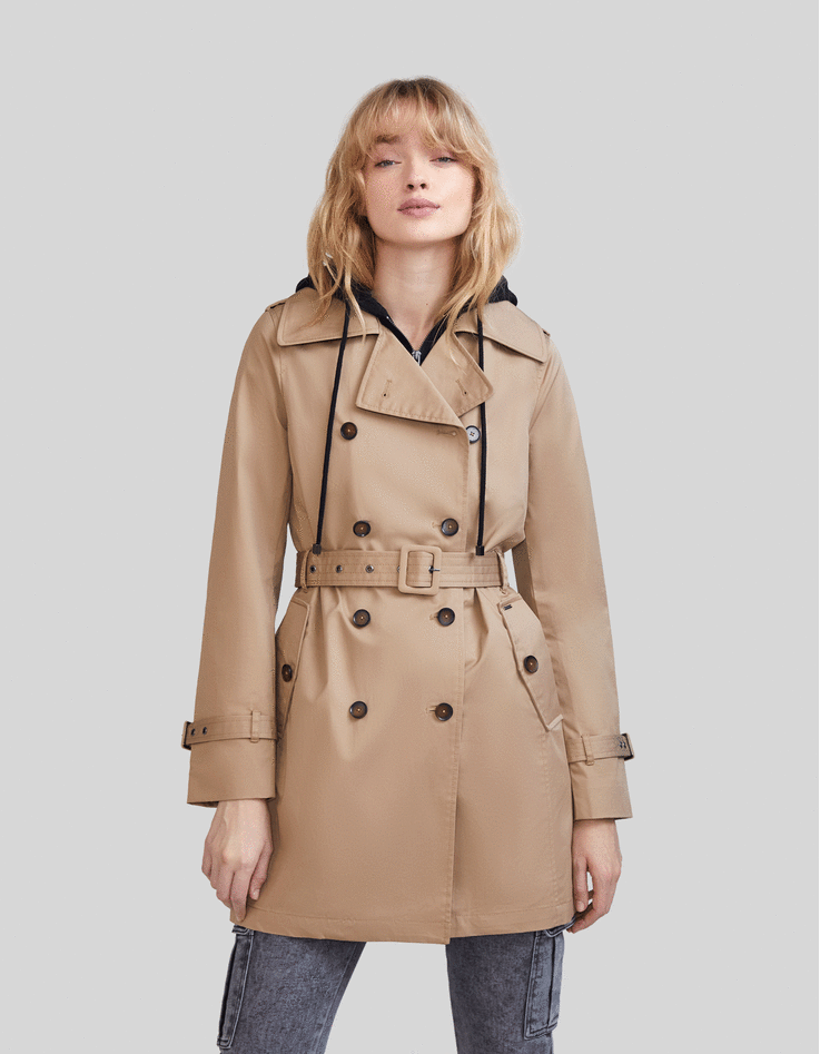 Women’s trench coat, removable hood and facing-8