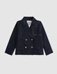 Marineblauer kurzer Mädchen-Trenchcoat mit Glitzer-2