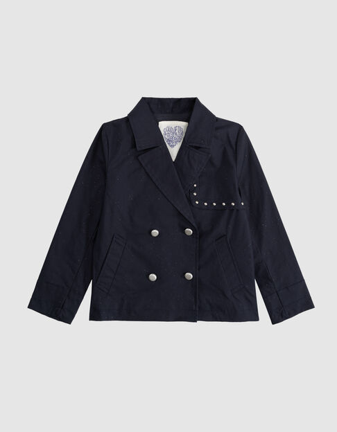 Trench corto azul marino purpurina niña - IKKS