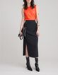 Women's iridescent linen knit asymmetrical melon tee-shirt-1