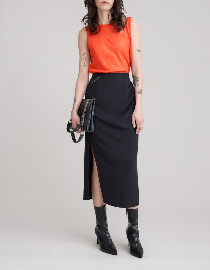 Women's iridescent linen knit asymmetrical melon tee-shirt-1