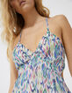 Robe longue écrue dos-nu imprimé ikat losanges Femme-6